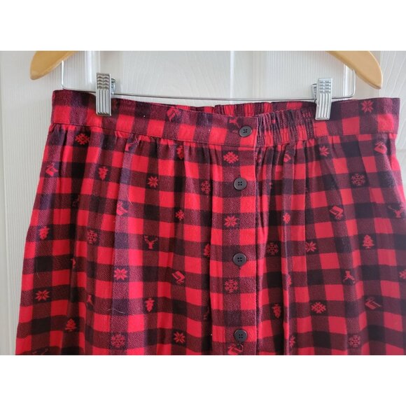 Woolrich Red Black Check Plaid Cotton flannel Skirt Y2k size Large cabincore - Picture 4 of 6